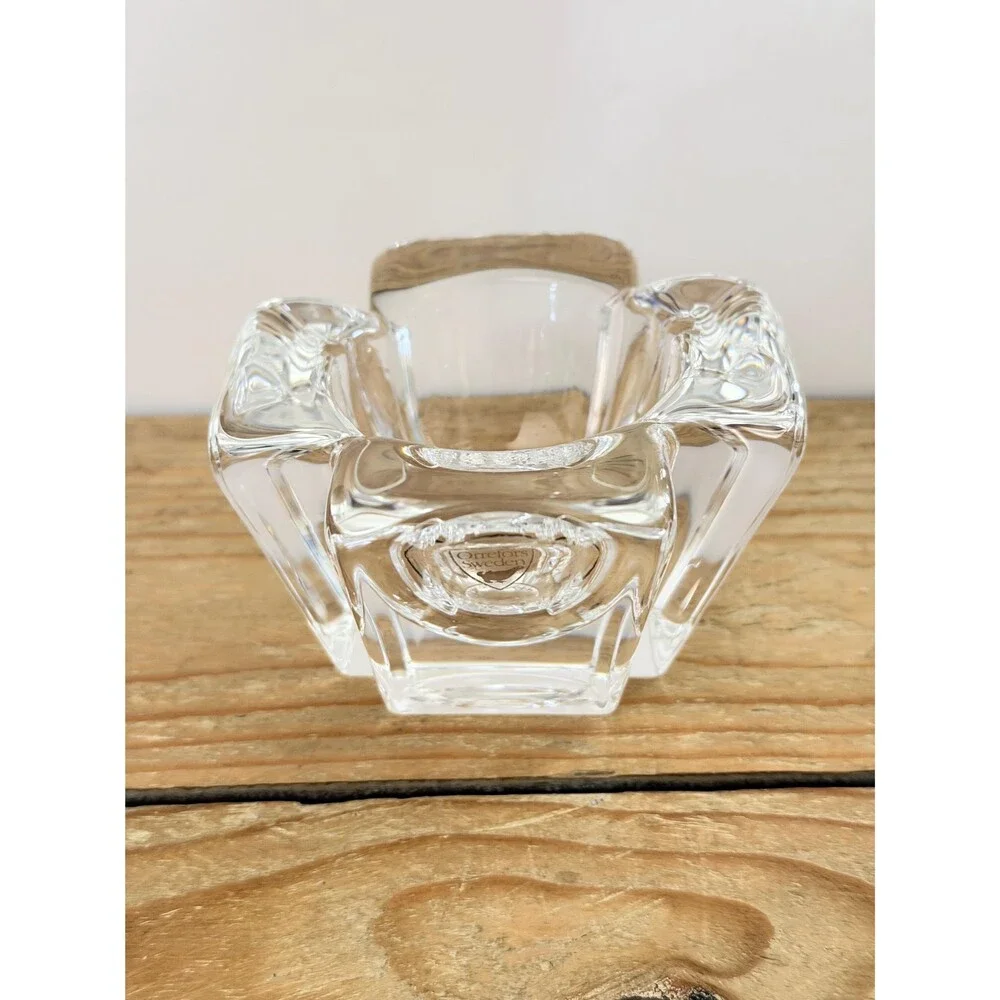 Vintage Orrefors Crystal Votive Candle Holder, Anna Ehrner Swedish Art Glass